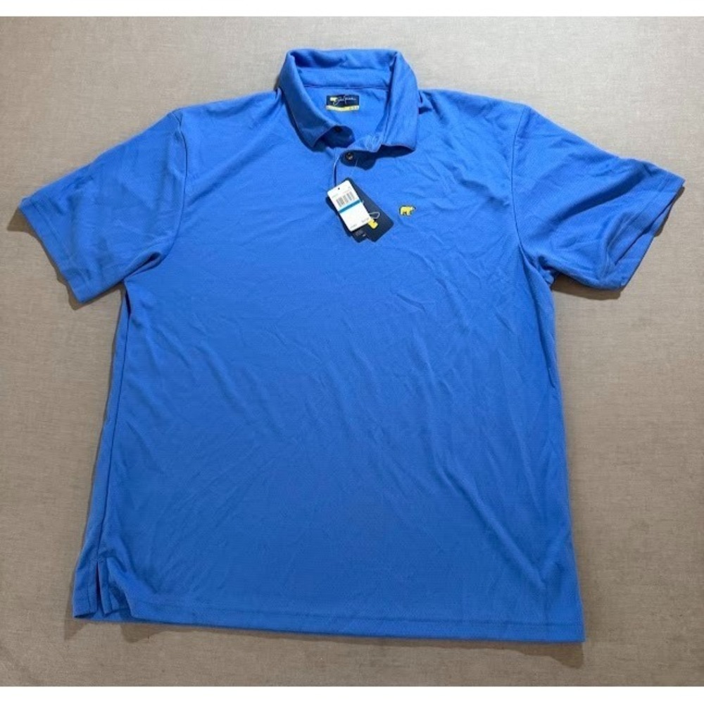 Jack Nicklaus Polo Shirt Adult Extra Large Blue Short Sleeve Button Golfer Mens.